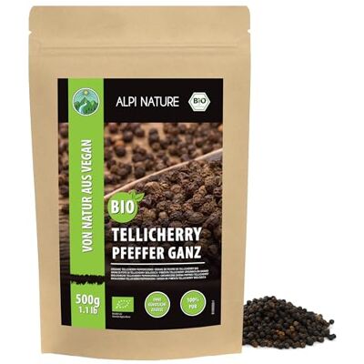 Alpi Nature Poivre de Tellicherry BIO 500g, Poivre Noir en Grain Entier Tellicherry - Publicité Alpi Nature Poivre de Tellicherry BIO 500g, Poivre Noir en Grain Entier Tellicherry - Publicité