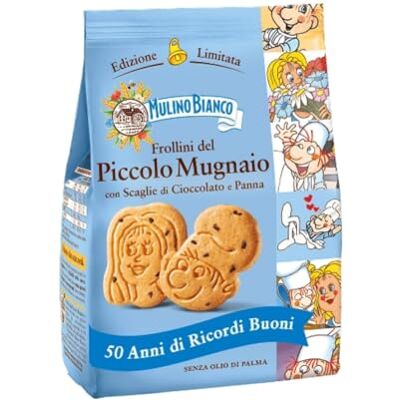 Mulino Bianco Frollini del Petit Meunier avec des flocons de chocolat et crème, édition limitée, 300 g - Publicité Mulino Bianco Frollini del Petit Meunier avec des flocons de chocolat et crème, édition limitée, 300 g - Publicité