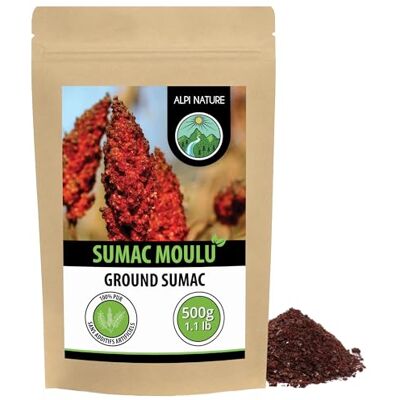 Alpi Nature Sumac Epice en Poudre 500g, Baies de Sumac Séchées et Moulues Mélangées avec du Sel - Publicité Alpi Nature Sumac Epice en Poudre 500g, Baies de Sumac Séchées et Moulues Mélangées avec du Sel - Publicité