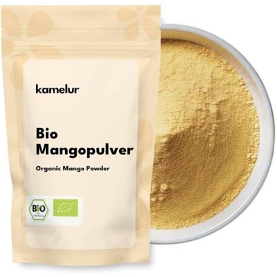 Kamelur 250g de mangue BIO en poudre, de fruits BIO en poudre lyophilisés et sans additifs, de mangue en poudre comme friandise exotique dans un smoothie ou un porridge - Publicité Kamelur 250g de mangue BIO en poudre, de fruits BIO en poudre lyophilisés et sans additifs, de mangue en poudre comme friandise exotique dans un smoothie ou un porridge - Publicité
