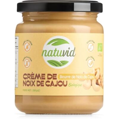 Natuvid Beurre de Noix de Cajou BIO 100% Naturel 250g Sans Gluten Sans Sucres Ajoutés Texture Ultra-Crémeuse Idéale Sauces Vegan & Porridge Vegan - Publicité Natuvid Beurre de Noix de Cajou BIO 100% Naturel 250g Sans Gluten Sans Sucres Ajoutés Texture Ultra-Crémeuse Idéale Sauces Vegan & Porridge Vegan - Publicité