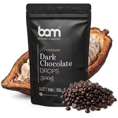 BAM Chocolat Noir de Couverture 55,6% Cacao – Pépites de Chocolat Pistoles Chocolat Pâtissier Fluide pour Desserts, Ganaches, Mousses et Moulage Qualité Professionnelle 500 g - Publicité BAM Chocolat Noir de Couverture 55,6% Cacao – Pépites de Chocolat Pistoles Chocolat Pâtissier Fluide pour Desserts, Ganaches, Mousses et Moulage Qualité Professionnelle 500 g - Publicité
