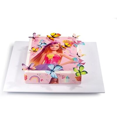 KARDASIS Barbie Feuille Sucre Comestible 21x28cm Déco Gâteau 12 Figurines Feuille sucre comestible Barbie 21x28cm avec 4 bandes 28x4cm et 12 figurines comestibles pour déco gâteau anniversaire - Publicité KARDASIS Barbie Feuille Sucre Comestible 21x28cm Déco Gâteau 12 Figurines Feuille sucre comestible Barbie 21x28cm avec 4 bandes 28x4cm et 12 figurines comestibles pour déco gâteau anniversaire - Publicité