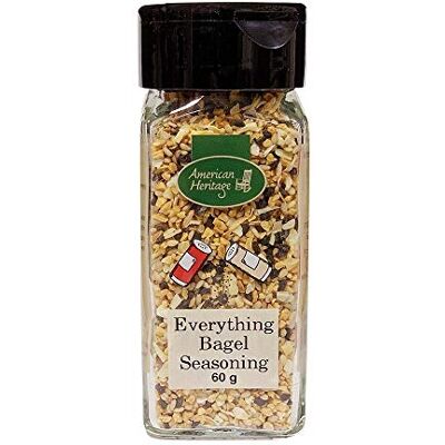 American Heritage Everything Bagel Seasoning, mélange d’épices avec ail rôti, oignons, sésame, graines de pavot et sel de mer californien, idéal pour fromage frais, sandwichs, viandes et plus, 60 g - Publicité American Heritage Everything Bagel Seasoning, mélange d’épices avec ail rôti, oignons, sésame, graines de pavot et sel de mer californien, idéal pour fromage frais, sandwichs, viandes et plus, 60 g - Publicité
