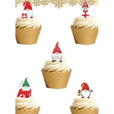 Top That Lot de 16 décorations en papier gaufrette comestible pour gâteaux sur le thème des nains de Noël - Publicité Top That Lot de 16 décorations en papier gaufrette comestible pour gâteaux sur le thème des nains de Noël - Publicité