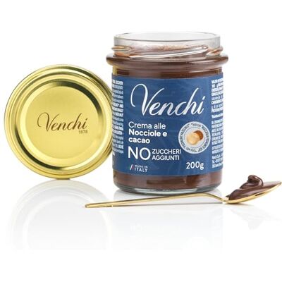 Venchi Pâte à Tartiner Cacao et Noisettes NO Added Sugar, 200 g Sans Édulcorants Artificiels Avec Noisettes du Piémont Sans Gluten - Publicité Venchi Pâte à Tartiner Cacao et Noisettes NO Added Sugar, 200 g Sans Édulcorants Artificiels Avec Noisettes du Piémont Sans Gluten - Publicité