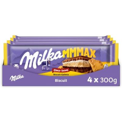 Milka MMMAX Choco-Swing Chocolat et Biscuit Croquant 4x300g 4 Tablettes de 300g Chocolat au lait avec crème fondante au chocolat et biscuits croquants Idéal à partager - Publicité Milka MMMAX Choco-Swing Chocolat et Biscuit Croquant 4x300g 4 Tablettes de 300g Chocolat au lait avec crème fondante au chocolat et biscuits croquants Idéal à partager - Publicité