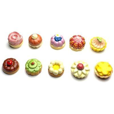 FaisTonGateau fèves thème Tartelettes fleur de fruits Fèves de collection pour galette de rois Epiphanie multicolores - Publicité FaisTonGateau fèves thème Tartelettes fleur de fruits Fèves de collection pour galette de rois Epiphanie multicolores - Publicité