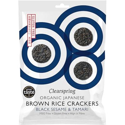 Clearspring Organic Japanese Brown Rice Crackers Black Sesame 40g - Publicité Clearspring Organic Japanese Brown Rice Crackers Black Sesame 40g - Publicité