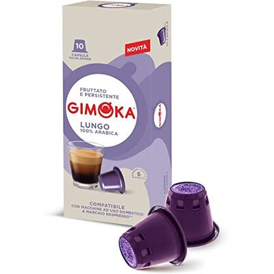 Gimoka Mélange Espresso Lungo 100% Arabica intensité 6/13-100 Capsules Compatibles avec les machines à café à usage domestique Nespresso* Produit en Italie (lot de 10 x 10) - Publicité Gimoka Mélange Espresso Lungo 100% Arabica intensité 6/13-100 Capsules Compatibles avec les machines à café à usage domestique Nespresso* Produit en Italie (lot de 10 x 10) - Publicité