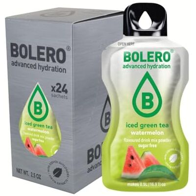 Bolero THÉ VERT GLACÉ PASTÈQUE 24x3g Poudre pour boisson sans sucre, édulcorée à la stévia + vitamine C convient aux enfants, aux sportifs et aux diabétiques sans gluten - Publicité Bolero THÉ VERT GLACÉ PASTÈQUE 24x3g Poudre pour boisson sans sucre, édulcorée à la stévia + vitamine C convient aux enfants, aux sportifs et aux diabétiques sans gluten - Publicité