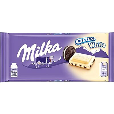 Milka Chocolat Blanc au Lait Alpin et Biscuits Oreo G Tablet, 100g Chocolat blanc Oreo Cookie Vanille Comprimé Rempli À Tout Moment De La Journée - Publicité Milka Chocolat Blanc au Lait Alpin et Biscuits Oreo G Tablet, 100g Chocolat blanc Oreo Cookie Vanille Comprimé Rempli À Tout Moment De La Journée - Publicité