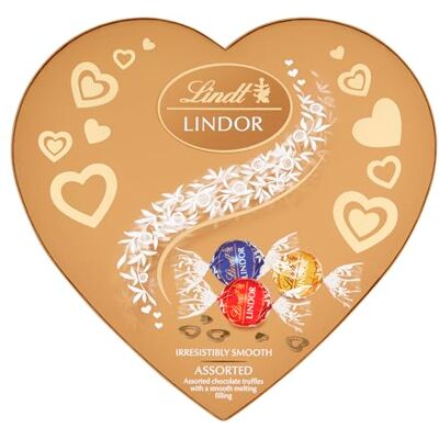 Lindt Lindor Boîte de truffes au chocolat assorties en forme de cœur – Boîte de 200 g (environ 16 boules) – Remplissage lisse – Saint-Valentin, fête des mères, Pâques, cadeau, anniversaire - Publicité Lindt Lindor Boîte de truffes au chocolat assorties en forme de cœur – Boîte de 200 g (environ 16 boules) – Remplissage lisse – Saint-Valentin, fête des mères, Pâques, cadeau, anniversaire - Publicité