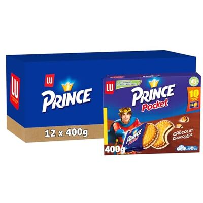 LU Prince Pocket Biscuits Au Blé Complet Fourrés Goût Chocolat Idéal Goûter, Snack Lot de 12 Paquets de 400 g (1 Boîte = 10 Sachets Individuels) - Publicité LU Prince Pocket Biscuits Au Blé Complet Fourrés Goût Chocolat Idéal Goûter, Snack Lot de 12 Paquets de 400 g (1 Boîte = 10 Sachets Individuels) - Publicité