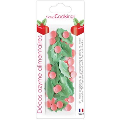 ScrapCooking Déco Azyme Houx Décorations Comestibles pour Pâtisseries & Bûches de Noël Fabriqué en France 2288 - Publicité ScrapCooking Déco Azyme Houx Décorations Comestibles pour Pâtisseries & Bûches de Noël Fabriqué en France 2288 - Publicité