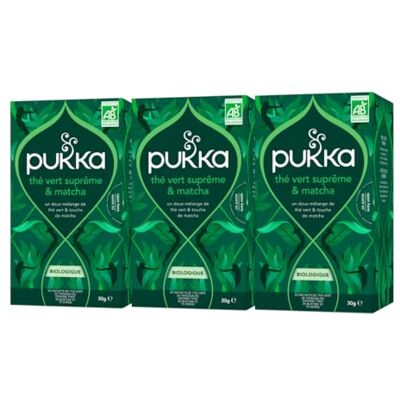 Lipton Pukka Infusion Bio Thé Vert Suprême & Matcha Infusion Biologique et Ayurvédique, Issue du Commerce Équitable 60 Sachets Lot de 3x20 sachets - Publicité Lipton Pukka Infusion Bio Thé Vert Suprême & Matcha Infusion Biologique et Ayurvédique, Issue du Commerce Équitable 60 Sachets Lot de 3x20 sachets - Publicité