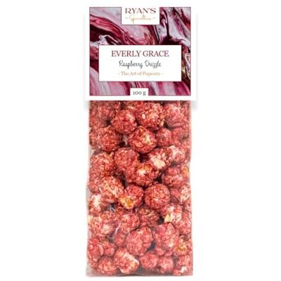 Everly Grace Popcorn – Raspberry Drizzle, 100 g – Sachets de popcorn à la framboise fruitée de notre manufacture à Augsbourg, Allemagne - Publicité Everly Grace Popcorn – Raspberry Drizzle, 100 g – Sachets de popcorn à la framboise fruitée de notre manufacture à Augsbourg, Allemagne - Publicité