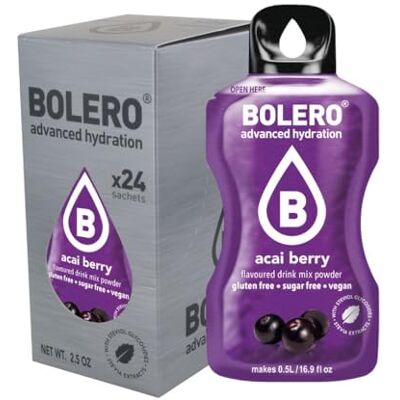 Bolero ACAI BERRY 24x3g Jus en poudre sans sucre, sucré avec de la stévia + vitamine C Convient pour les enfants et les diabétiques Sans gluten et adapté aux végétaliens Le goût - Publicité Bolero ACAI BERRY 24x3g Jus en poudre sans sucre, sucré avec de la stévia + vitamine C Convient pour les enfants et les diabétiques Sans gluten et adapté aux végétaliens Le goût - Publicité