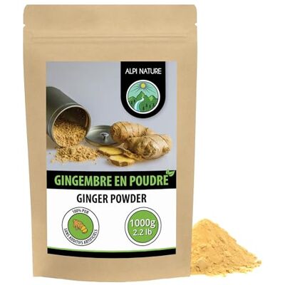 Alpi Nature Gingembre en Poudre 1kg, Racine de Gingembre Séchée et Moulue pour la Cuisine - Publicité Alpi Nature Gingembre en Poudre 1kg, Racine de Gingembre Séchée et Moulue pour la Cuisine - Publicité