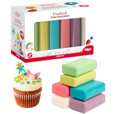dekora – Pâte à Sucre Multipack 6 Couleurs Pastel Élastique et Facile à Travailler Fondant Pâtissier pour Décoration de Gâteaux, cupcakes, Sans Gluten, Halal et Casher 600 g - Publicité dekora – Pâte à Sucre Multipack 6 Couleurs Pastel Élastique et Facile à Travailler Fondant Pâtissier pour Décoration de Gâteaux, cupcakes, Sans Gluten, Halal et Casher 600 g - Publicité