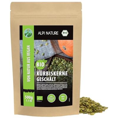 Alpi Nature Graine de Courge BIO 500g, Graines de Courge Crues et Pelées pour Salades, Smoothies et Desserts - Publicité Alpi Nature Graine de Courge BIO 500g, Graines de Courge Crues et Pelées pour Salades, Smoothies et Desserts - Publicité
