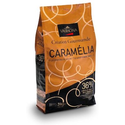 VALRHONA Fèves chocolat lait Caramélia Poids:3 kg - Publicité VALRHONA Fèves chocolat lait Caramélia Poids:3 kg - Publicité