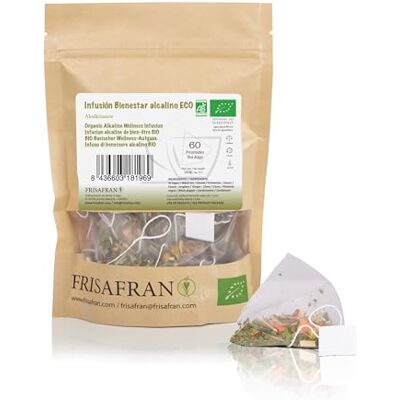 FRISAFRAN Infusion Alcaline Bien-être Bio en pyramides 60 Unités 120g Thé alcalin Infusion saine Antioxydants Digestif Minéralisé Santé et bien-être tisane alcaline Tisane - Publicité FRISAFRAN Infusion Alcaline Bien-être Bio en pyramides 60 Unités 120g Thé alcalin Infusion saine Antioxydants Digestif Minéralisé Santé et bien-être tisane alcaline Tisane - Publicité