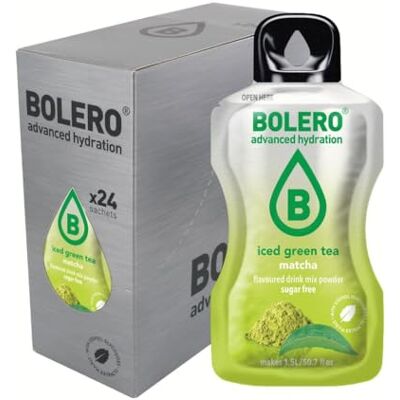 Bolero THÉ VERT GLACÉ MATCHA 24x8g Poudre pour boisson sans sucre, édulcorée à la stévia + vitamine C convient aux enfants, aux sportifs et aux diabétiques sans gluten - Publicité Bolero THÉ VERT GLACÉ MATCHA 24x8g Poudre pour boisson sans sucre, édulcorée à la stévia + vitamine C convient aux enfants, aux sportifs et aux diabétiques sans gluten - Publicité