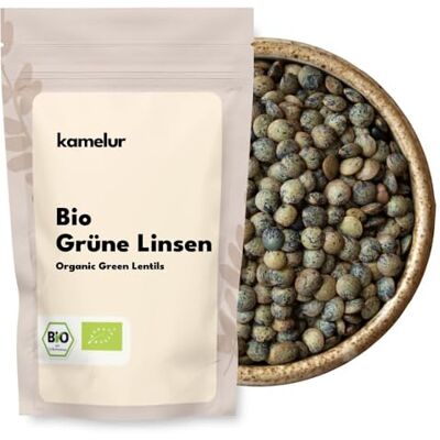 Kamelur 1kg de lentilles vertes séchées BIO légumineuses séchées BIO sans additifs lentilles vertes séchées dans un emballage biodégradable - Publicité Kamelur 1kg de lentilles vertes séchées BIO légumineuses séchées BIO sans additifs lentilles vertes séchées dans un emballage biodégradable - Publicité