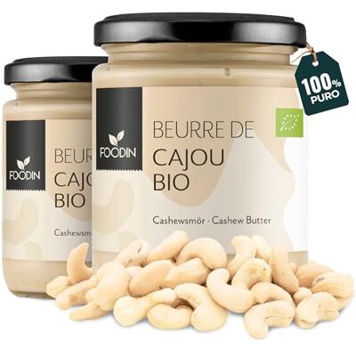 FOODIN Beurre de cajou bio (2 x 250 g) – 100 % noix de cajou bio naturel, sans additifs, sans sucres ajoutés, sans huile de palme, crème à tartiner végétalienne broyée à la pierre - Publicité FOODIN Beurre de cajou bio (2 x 250 g) – 100 % noix de cajou bio naturel, sans additifs, sans sucres ajoutés, sans huile de palme, crème à tartiner végétalienne broyée à la pierre - Publicité