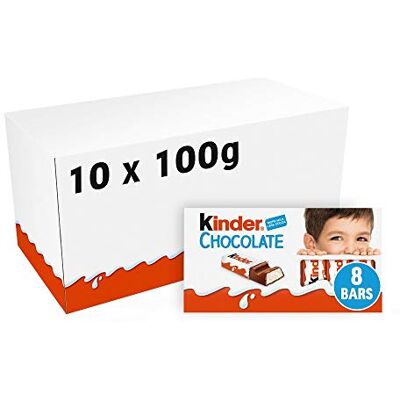 Kinder Ferrero barrette di cioccolato al latte 10 confezioni 1kg da 8 barrette ciascuna 100 grammi (1000042179) - Publicité Kinder Ferrero barrette di cioccolato al latte 10 confezioni 1kg da 8 barrette ciascuna 100 grammi (1000042179) - Publicité