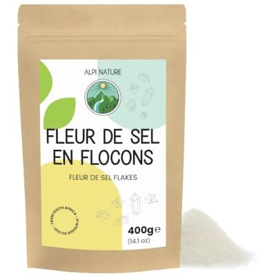 Alpi Nature Fleur de Sel Cristaux 400g, Flocons de Sel Marin 0.5-2 mm d'Afrique du Sud, Flocons pour la Cuisine Gourmet - Publicité Alpi Nature Fleur de Sel Cristaux 400g, Flocons de Sel Marin 0.5-2 mm d'Afrique du Sud, Flocons pour la Cuisine Gourmet - Publicité