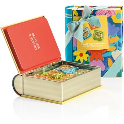 Venchi Mini Livre en Métal, 6 Chocolats Chocoviar Assortis, 117 Gr, Sans Gluten, Collection Printemps Teresa Rego, Idée Cadeau Fête des Mères - Publicité Venchi Mini Livre en Métal, 6 Chocolats Chocoviar Assortis, 117 Gr, Sans Gluten, Collection Printemps Teresa Rego, Idée Cadeau Fête des Mères - Publicité
