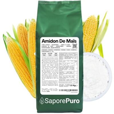 SaporePuro Amidon de Maïs Natif 1500 g – Épaississant Naturel pour Desserts, Crèmes et Sauces – Sans Gluten et Vegan - Publicité SaporePuro Amidon de Maïs Natif 1500 g – Épaississant Naturel pour Desserts, Crèmes et Sauces – Sans Gluten et Vegan - Publicité