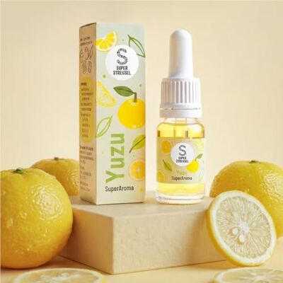 Super Streusel SuperAroma Yuzu Arôme non sucré pour la cuisson de gâteaux, muffins, biscuits, crème et desserts, végétalien, pour la pâtisserie, facile à doser (10 ml) - Publicité Super Streusel SuperAroma Yuzu Arôme non sucré pour la cuisson de gâteaux, muffins, biscuits, crème et desserts, végétalien, pour la pâtisserie, facile à doser (10 ml) - Publicité