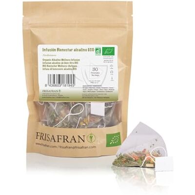 FRISAFRAN Infusion Alcaline Bien-être Bio en pyramides 30 Unités 60g Thé alcalin Infusion saine Antioxydants Digestif Minéralisé Santé et bien-être tisane alcaline Tisane - Publicité FRISAFRAN Infusion Alcaline Bien-être Bio en pyramides 30 Unités 60g Thé alcalin Infusion saine Antioxydants Digestif Minéralisé Santé et bien-être tisane alcaline Tisane - Publicité