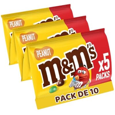 M&M's PEANUT Bonbons Chocolat au Lait & Cacahuètes Lot de 10x5 sacs de 36g- 1,80Kg - Publicité M&M's PEANUT Bonbons Chocolat au Lait & Cacahuètes Lot de 10x5 sacs de 36g- 1,80Kg - Publicité
