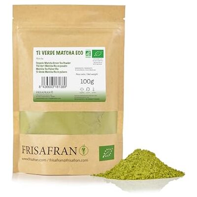 FRISAFRAN Thé Matcha en poudre Bio 100g Vert The Matcha thé 100% Biologique Minceur Drainage Qualité Cérémonielle The Pour Maigrir Thé Vert Matcha Naturel Smoothies-Boissons - Publicité FRISAFRAN Thé Matcha en poudre Bio 100g Vert The Matcha thé 100% Biologique Minceur Drainage Qualité Cérémonielle The Pour Maigrir Thé Vert Matcha Naturel Smoothies-Boissons - Publicité