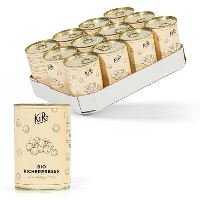 KoRo – Pois chiches bio prêts à consommer 12 x 240 g – Sans conservateurs ni additifs – Saveur délicatement noisettée et sucrée – Ingrédient polyvalent pour vos plats - Publicité KoRo – Pois chiches bio prêts à consommer 12 x 240 g – Sans conservateurs ni additifs – Saveur délicatement noisettée et sucrée – Ingrédient polyvalent pour vos plats - Publicité