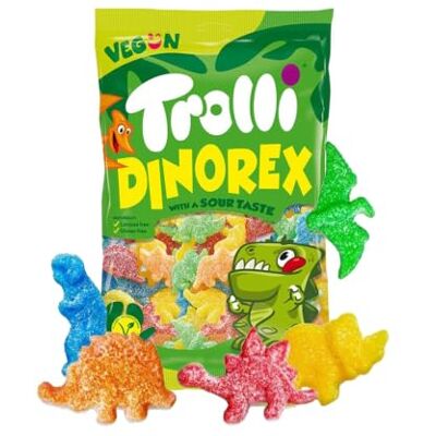 Trolli Gomme végétalienne Dinorex aux fruits acides, 1 kg - Publicité Trolli Gomme végétalienne Dinorex aux fruits acides, 1 kg - Publicité