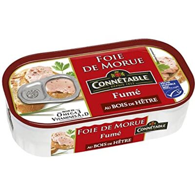 AUCHAN Lot de 3 unités *** CONNETABLE Foie de morue fumé au bois de hêtre MSC 121g - Publicité AUCHAN Lot de 3 unités *** CONNETABLE Foie de morue fumé au bois de hêtre MSC 121g - Publicité
