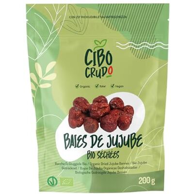CIBO CRUDO crudo biologico vegan Jujube Séché Bio 200g. Baies Rouges. De la plante de Jujube Séchée Sans Sucre Ajouté. Ils Contiennent Vitamines Minéraux et Fibres. A Ajouter aux Yaourts/Smoothies ou Aux Aesserts et Confitures. Publicité CIBO CRUDO crudo biologico vegan Jujube Séché Bio 200g. Baies Rouges. De la plante de Jujube Séchée Sans Sucre Ajouté. Ils Contiennent Vitamines Minéraux et Fibres. A Ajouter aux Yaourts/Smoothies ou Aux Aesserts et Confitures. Publicité