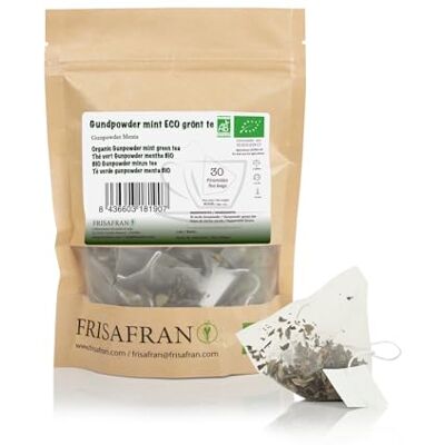 FRISAFRAN Thé vert à la menthe Gunpowder Bio pyramides 30Un 60g Antioxydant thé vert japones Digestif boisson rafraîchissante Infusion de menthe pur Feuilles de menthe chaud-froid - Publicité FRISAFRAN Thé vert à la menthe Gunpowder Bio pyramides 30Un 60g Antioxydant thé vert japones Digestif boisson rafraîchissante Infusion de menthe pur Feuilles de menthe chaud-froid - Publicité