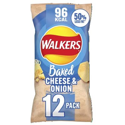 Walkers Croustillants au four au fromage et à l'oignon 12 x 22 g Bleu - Publicité Walkers Croustillants au four au fromage et à l'oignon 12 x 22 g Bleu - Publicité