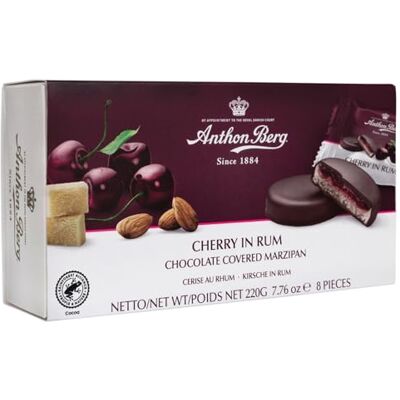 Anthon Berg Massepain enduit chocolat cerise au rhum (boîte cadeau 275g) - Publicité Anthon Berg Massepain enduit chocolat cerise au rhum (boîte cadeau 275g) - Publicité