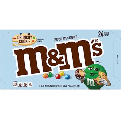 M&M's M & M's Crunchy Cookie Lot de 24 paquets de bonbons au chocolat au lait, 80,2 g, bleu - Publicité M&M's M & M's Crunchy Cookie Lot de 24 paquets de bonbons au chocolat au lait, 80,2 g, bleu - Publicité