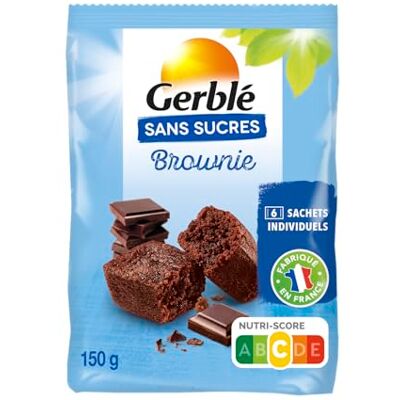 Gerblé – Brownies Chocolat – Sans Sucres – Cacao Durable – Sans Huile de Palme – 6 Sachets Individuels – 150 g - Publicité Gerblé – Brownies Chocolat – Sans Sucres – Cacao Durable – Sans Huile de Palme – 6 Sachets Individuels – 150 g - Publicité