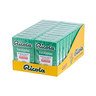Ricola Bonbons aux Plantes Suisses Parfum Eucalyptus Rafraîchissant Sans Sucres Lot de 20 boîtes de 50g - Publicité Ricola Bonbons aux Plantes Suisses Parfum Eucalyptus Rafraîchissant Sans Sucres Lot de 20 boîtes de 50g - Publicité