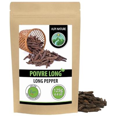 Alpi Nature Poivre Long Entier 125g, Baies de Poivre Long Séchées pour la Cuisine, Piper Longum - Publicité Alpi Nature Poivre Long Entier 125g, Baies de Poivre Long Séchées pour la Cuisine, Piper Longum - Publicité