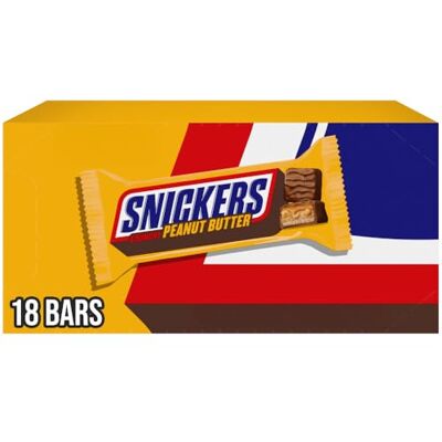 Snickers Barre Carré Beurre de Cacahuète, 50 g (Pack de 18) - Publicité Snickers Barre Carré Beurre de Cacahuète, 50 g (Pack de 18) - Publicité